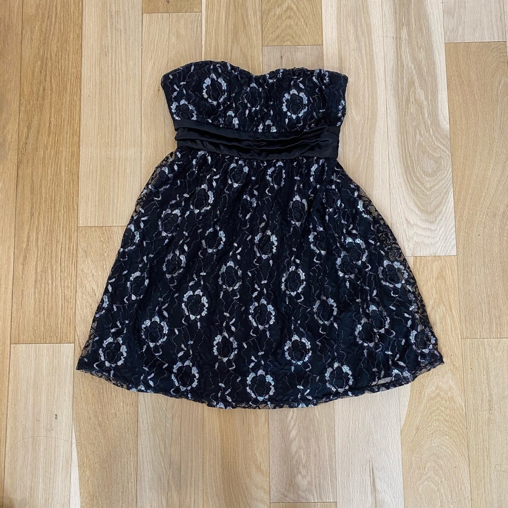 Strapless Black Lace Dress